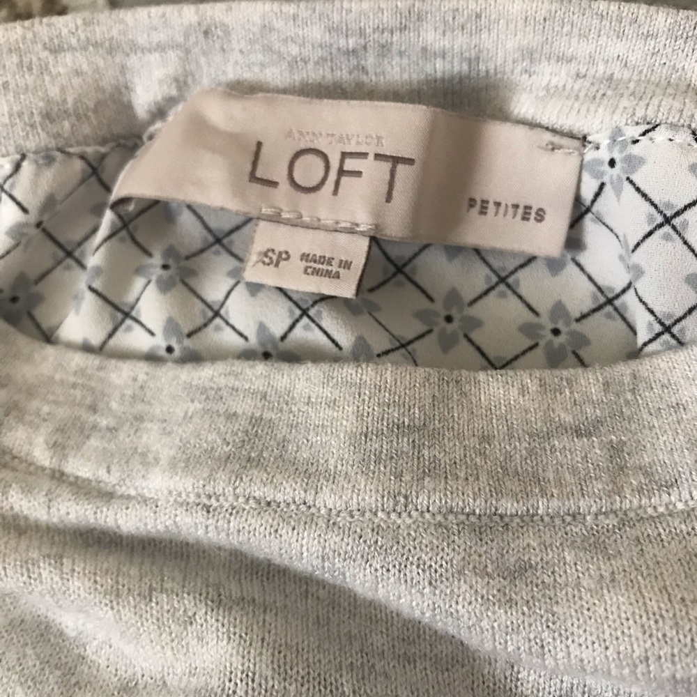 Loft gray small petite sweater peek-a-boo fabric - Picture 7 of 7